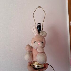 VINTAGE STUFFED PINK BUNNY RETRO STYLE LAMP